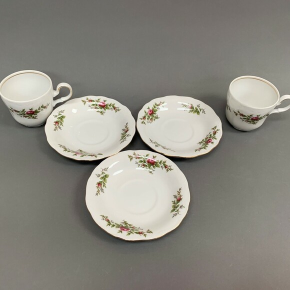 Johann Haviland Moss Rose Cups & Saucers Sets Transitions Fine China Lot of 5 Pc - Picture 4 of 7